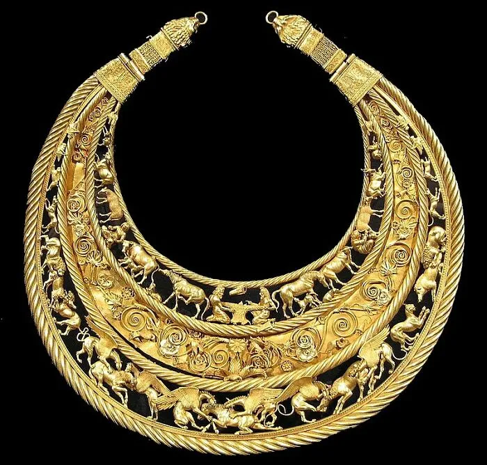 Gold Scythian Pectoral, Or Neckpiece, From A Royal Kurgan In Tolstaya Mogila, Pokrov, Ukraine, Dated To The Second Half Of The 4th Century Bc