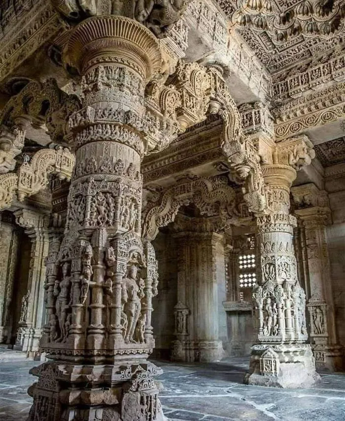 The Craftsmanship Inside Of The 11th Century Sas-Bahu Temple In Nagda, Rajasthan, India