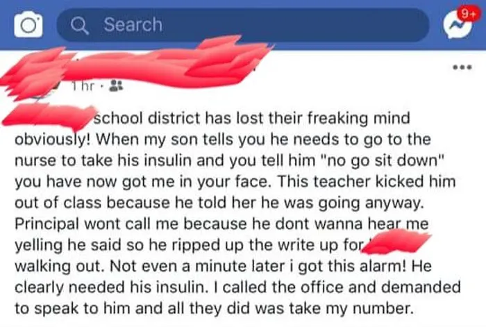 I Feel Horrible For This Child, Its The 4th Time The Teacher Would Not Allow Him To Go The Nurse For His Insulin
