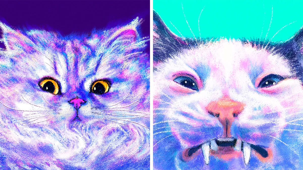 My 30 Whimsical Paintings Of Cats In Their Funniest Poses