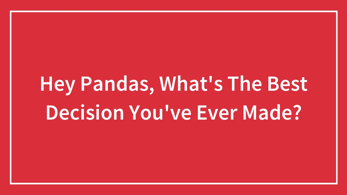 Hey Pandas, What's The Best Decision You've Ever Made? (Closed)