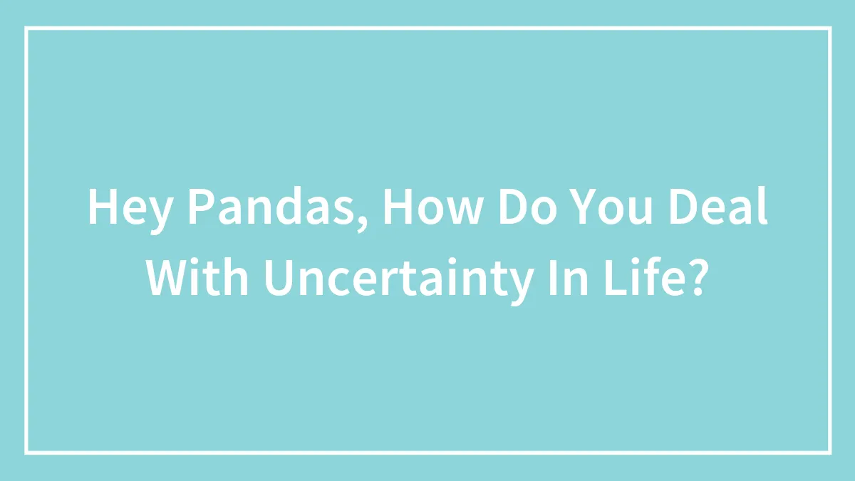 Hey Pandas, How Do You Deal With Uncertainty In Life? (Closed)
