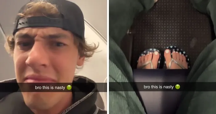 Passenger Who Stuck Bare Feet In Man's Personal Space Tastes "Instant Karma" In Resurfaced Video