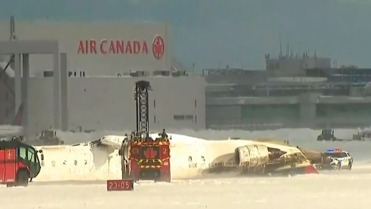 Terrifying Footage Shows Delta Airlines Plane Flipped Upside Down After Crash Landing