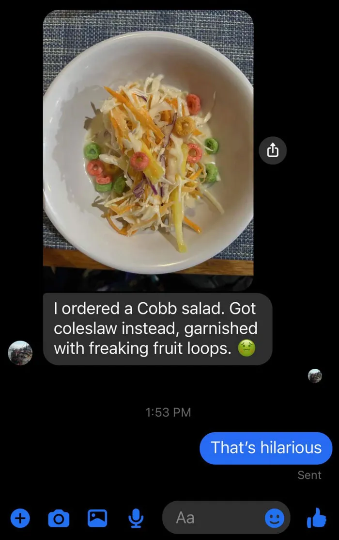 My Friends Mom Ordered A Cobb Salad At Resort In Dominican Republic