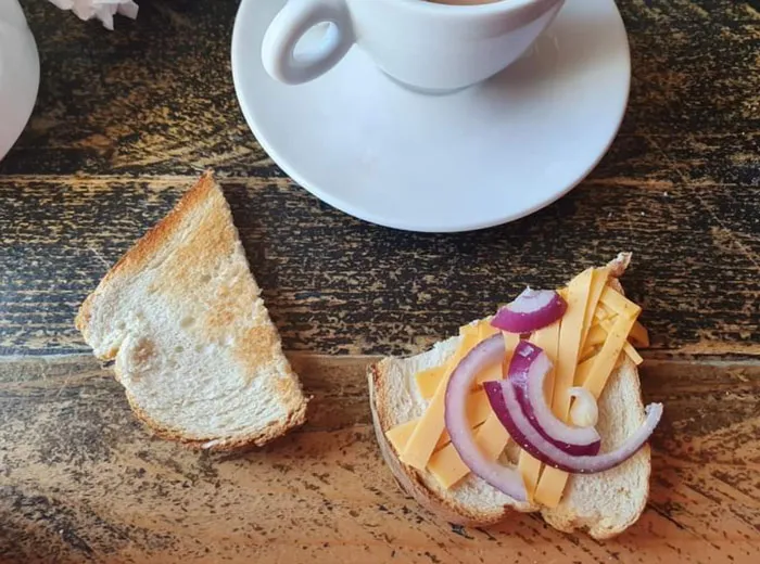 We Were On Holiday In Sheffield. As A Parting Gift My Wife Got This "Cheese And Onion Toastie" For £8. We Did Not Pay And Left