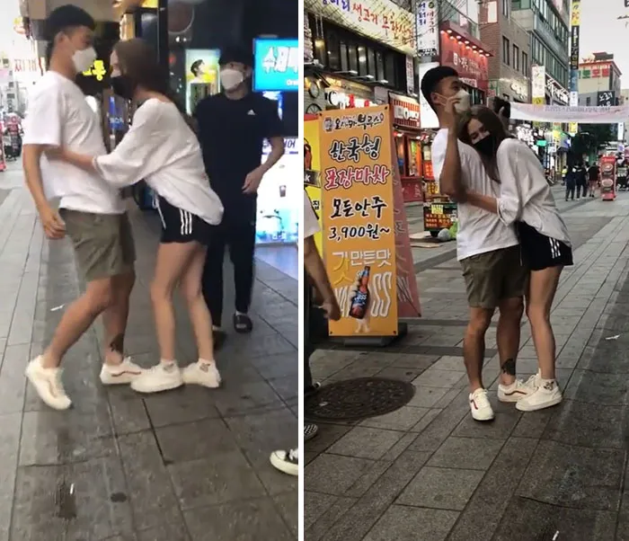 Esta chica hace videos de TikTok donde abraza, toca o atrapa a hombres coreanos a la fuerza. Este comportamiento es inaceptable. En todos los videos, los hombres se muestran visiblemente incómodos.