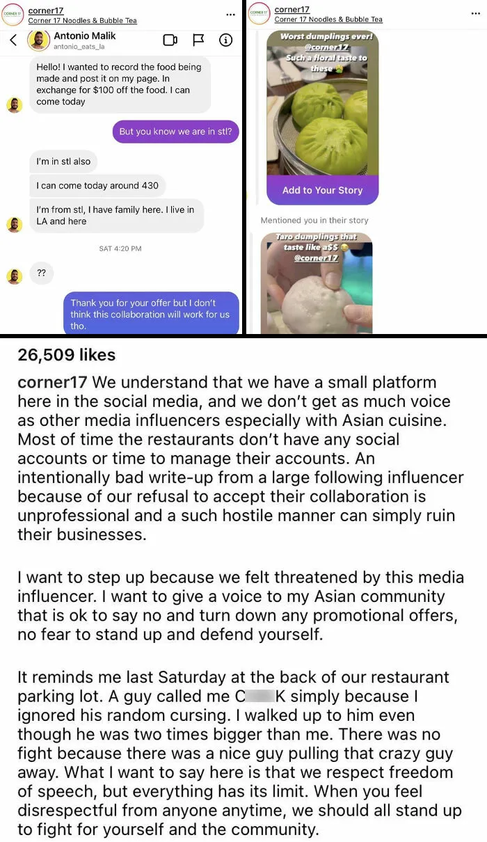 Entitled Influencer Trash Talks Asian Restaurant After They Politely Refuse To Give Him A $100 Discount