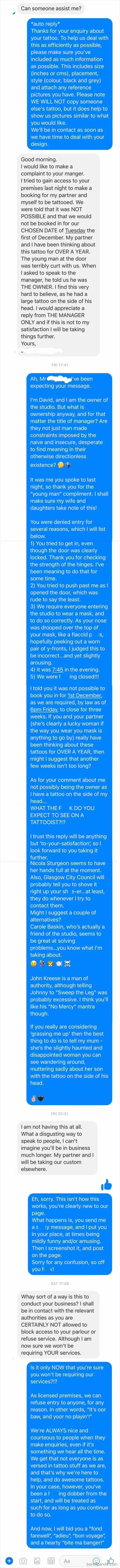 Male Karen Tries To Get A Tattoo