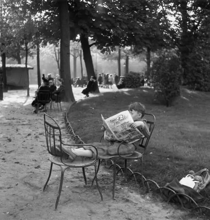 Paul Almasy. Young Reader In The Park Of The Champs Elysées. 1947