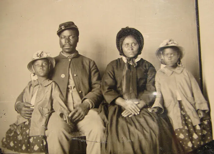 The Only Known Photograph Of An African American Union Soldier With His Family. Circa 1864