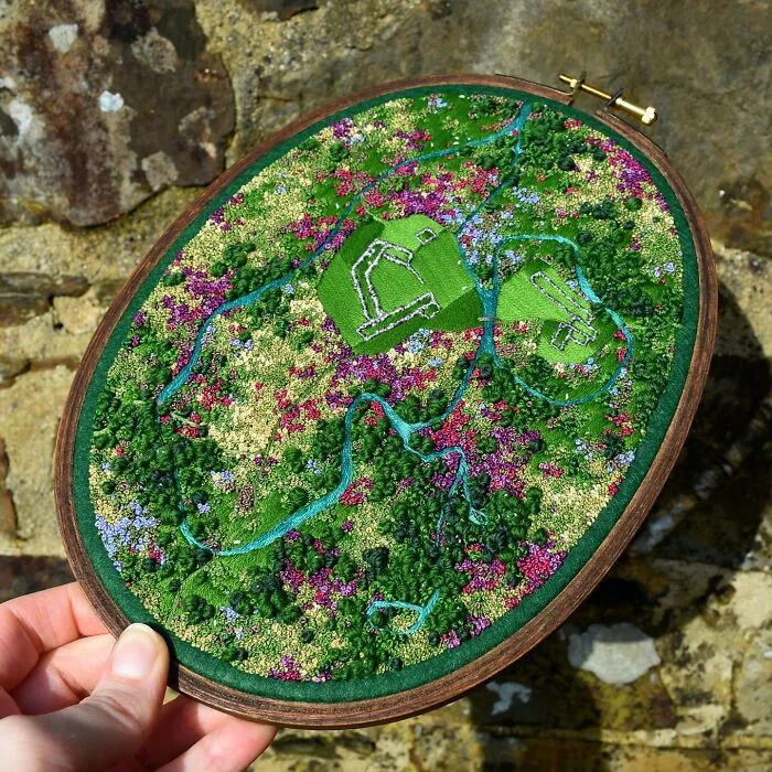 This Artist Embroiders Unbelievably Detailed Aerial Views Of Landscapes (47 Pics)