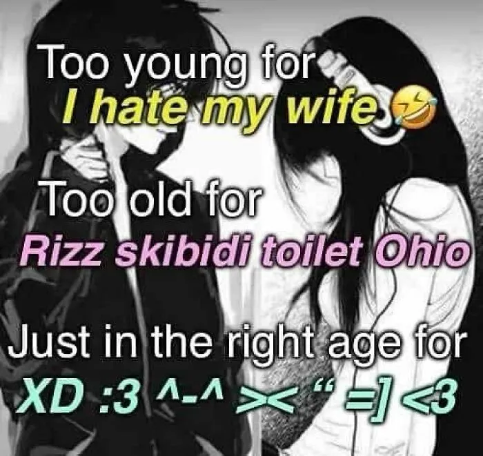 Anime characters with text about age humor, perfect for anyone needing a chuckle.