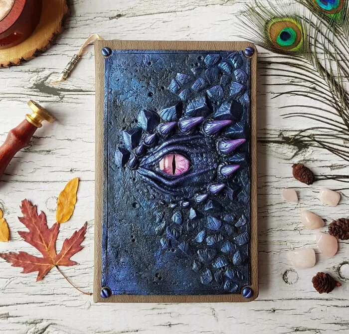 Hi There! This Is One Of My Very First Grimoire That I Did With Polymer Clay, Acrylic Paint And Glass
