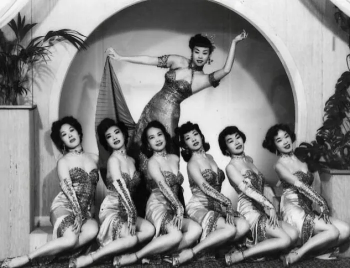 "The Forbidden City."  San Francisco's Chinatown's World Famous Nightclub,                                                                                       Mai Tai Sing And Her Chorus-Line Dancers In A Publicity Shot For “Holiday Magazine” In 1948