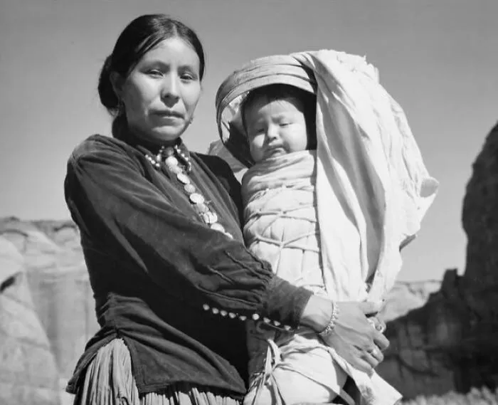 1942 - Navajo Mother, Rose, And Her Son Ben Chee Henry, Canyon De Chelly, Arizona