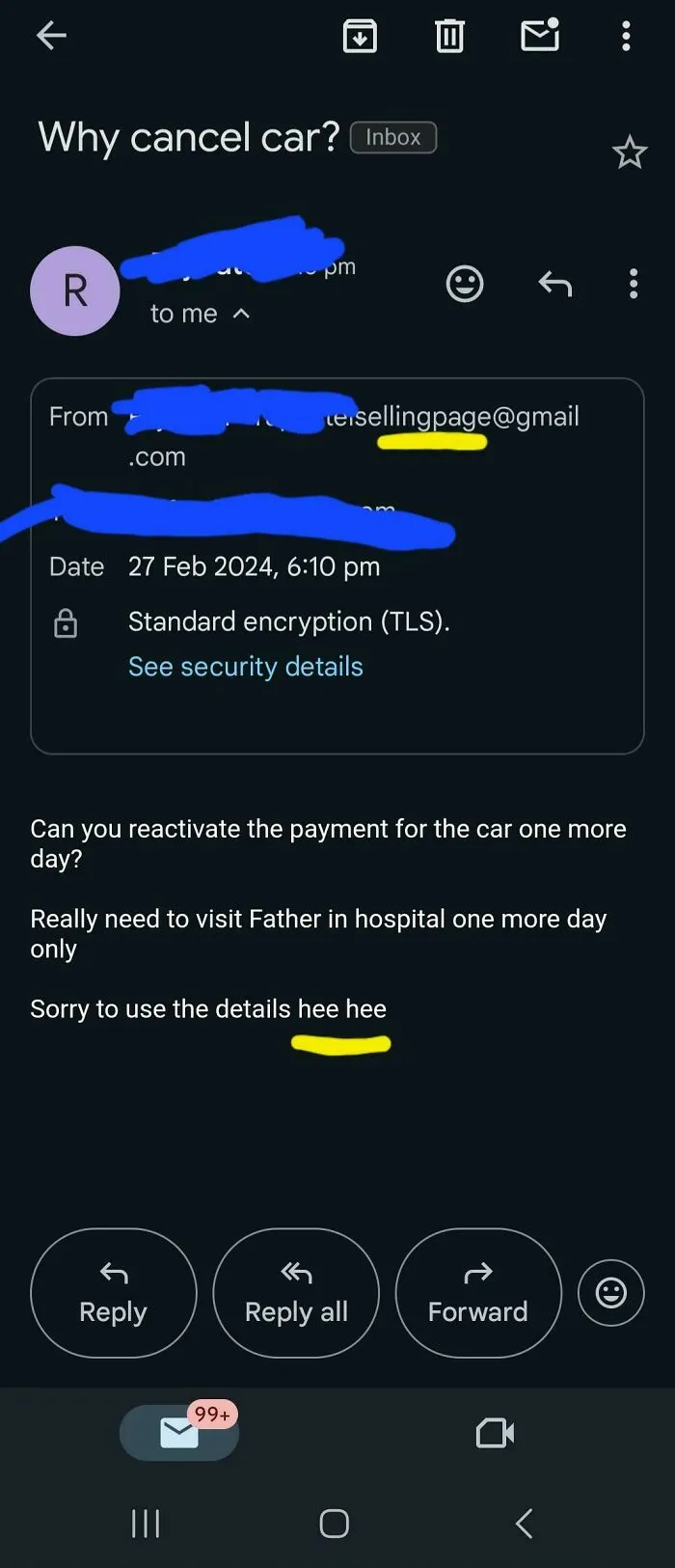Details Were Stolen From A Selling Page And Used To Book A Car Rental. Email I Received When I Cancelled The Booking