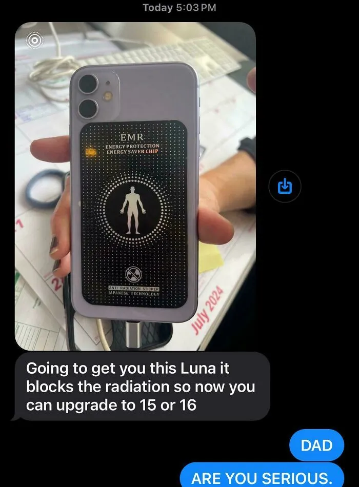My Dad Got One Of The Scam Stickers
