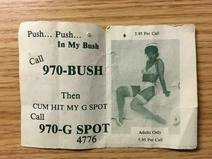 A suggestive vintage bookmark found by book lovers, featuring risqué text and a retro image.