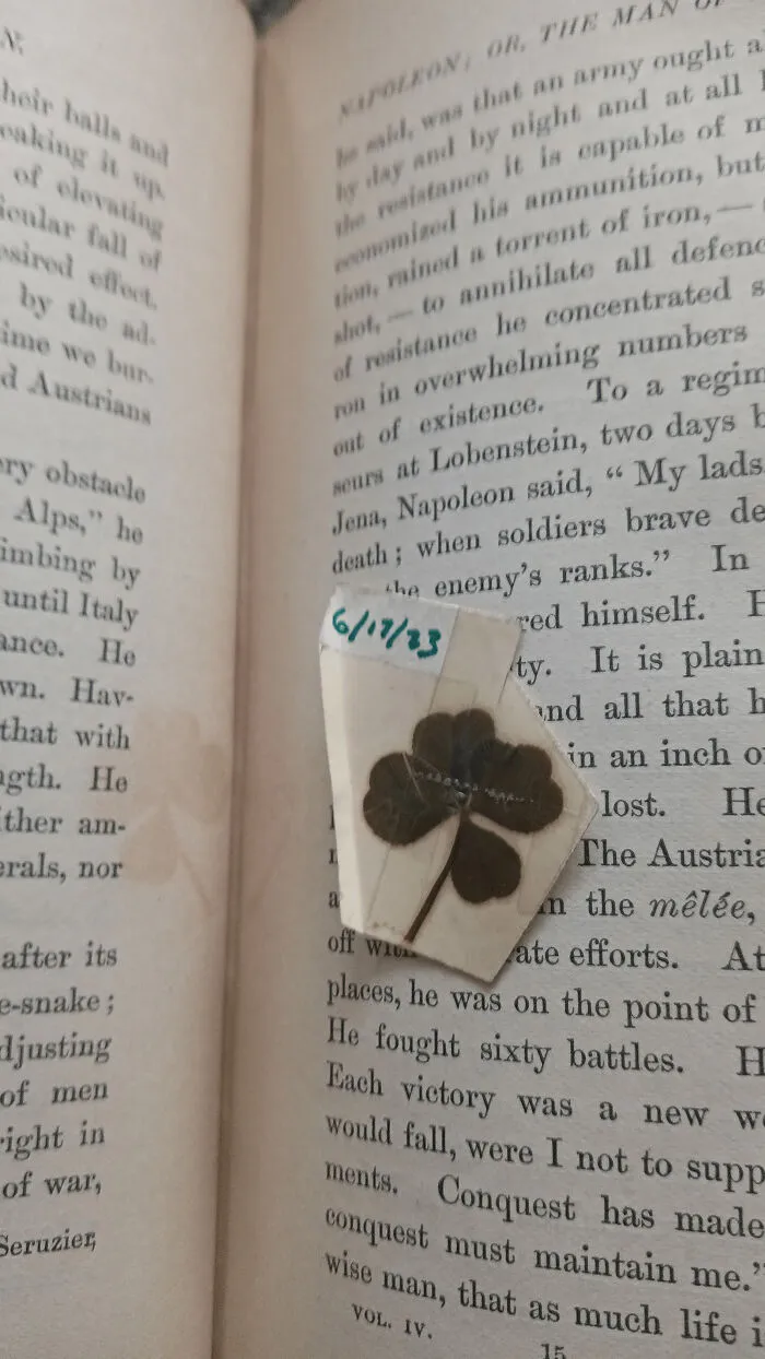 Inside A 150 Year Old Book I Found A 4-Leaf Clover Dated June 17, 1923