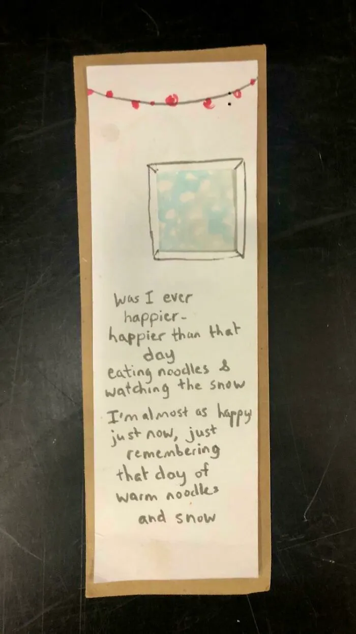 Homemade Bookmark Found In A Library Book: “Was I Ever Happier..”