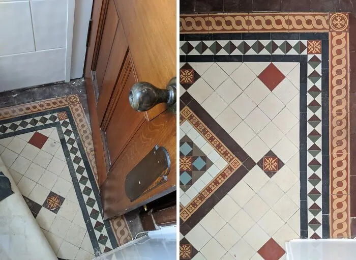 Some Lockdown-Induced Home Renovation Recklessness: Took A Knife To The Lino In The Bathroom...and Found The Original Edwardian Tiles!