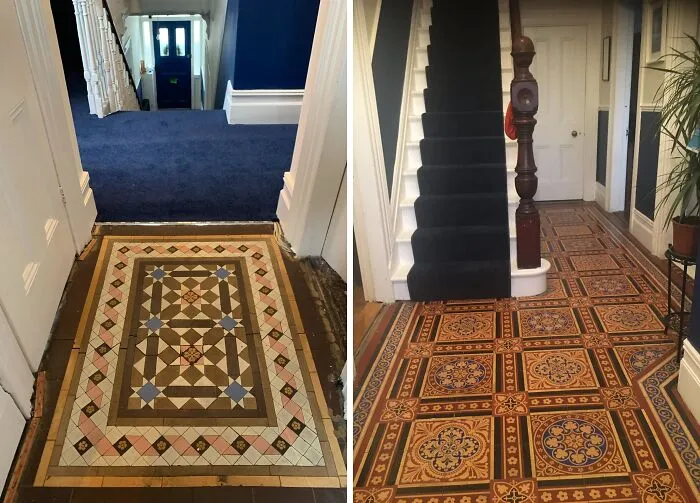 Found These Beauties On Left Under Old Carpet When We Got Stairs Re-Carpeted Last Month
