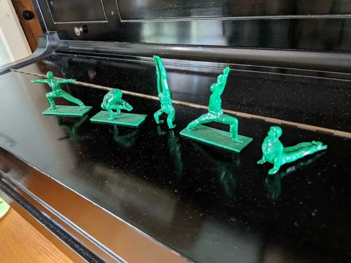 Found These Green Army Men Doing Yoga At A Place We're Renting