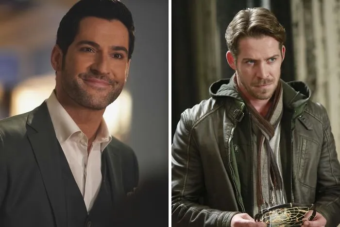 Dos actores en escenas distintas, uno sonriente con traje y otro serio con chaqueta. Reemplazados en películas.