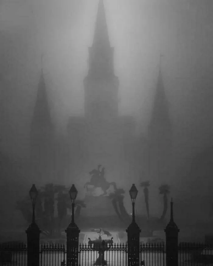 St. Louis Cathedral In The Fog. Jackson Square - New Orleans, Louisiana