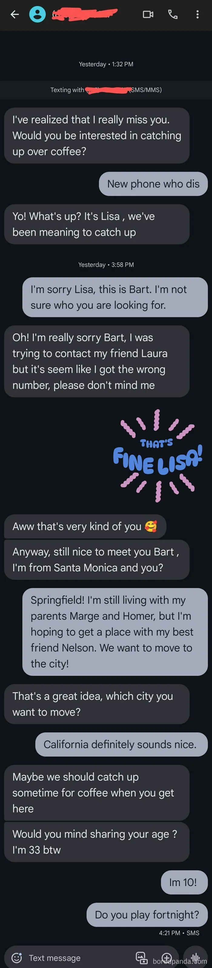 Bart Simpson Gets A Text From Lisa