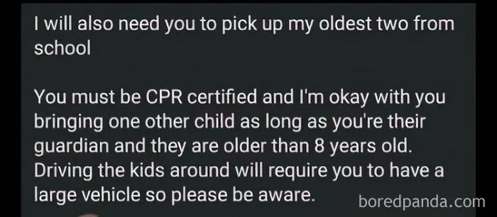 Come Watch My 5 Kids For A Few Cents An Hour For An Opportunity To Get A Sweet Discount On My Pyramid Scheme Products. Must Have Your Own Extra Large Vehicle To Drive Them All Around
