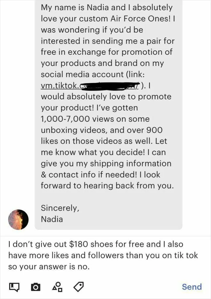 Local 15 Year Old “Tik Tok Influencer” Wants A Free Pair Of Hand Painted Customized Air Force 1s. I’ve Been Waiting For This Moment