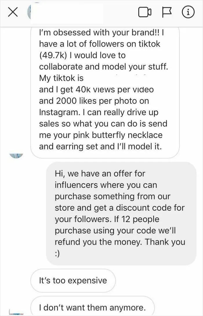 I Took Some Advice That Were Given After Posting The Conversation I Had With A TikTok “Influencer” Yesterday. This Is What The First Person I Made The Offer To Said