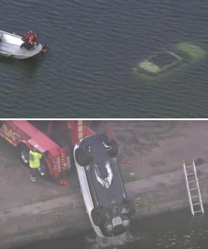 Una pareja se hunde accidentalmente en un río mientras se "divertían" en su coche