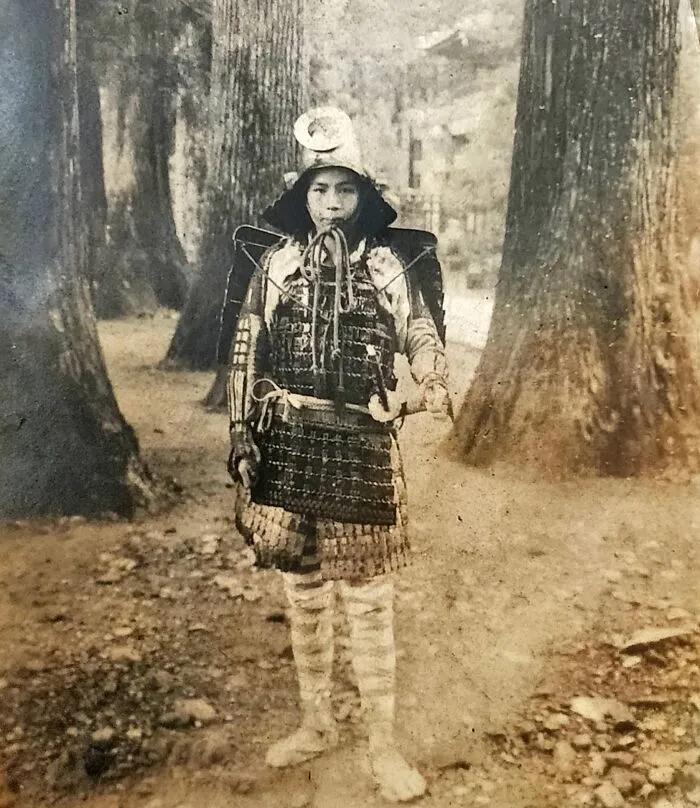 My Great Grandpa Wearing His Grandfather's Armor Circa 1920