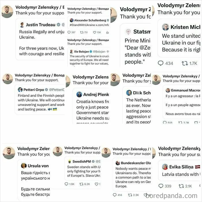 To Isolate Zelensky On The World Stage. All These Tweets From World Leaders Were Within An Hour Of Zelensky’s Meeting With Trump Today