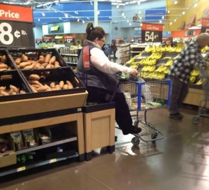 This Lady Resting On The Apples At Walmart