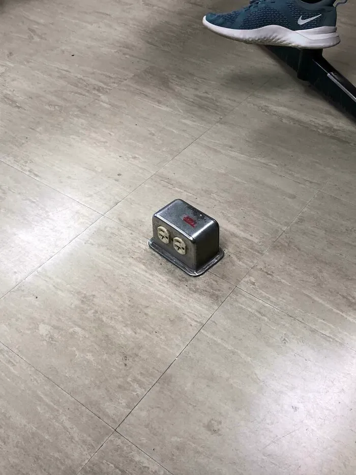My Classroom Has These Floor Outlets. Basically The Toe Subber 5000