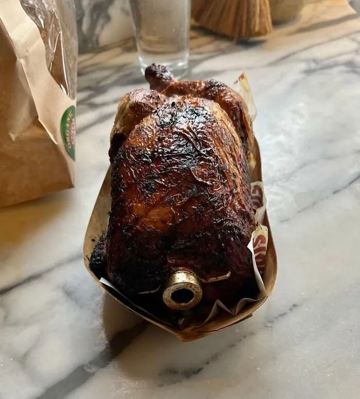 This Rotisserie Chicken My Sister Bought Came With The Rod Still Attached