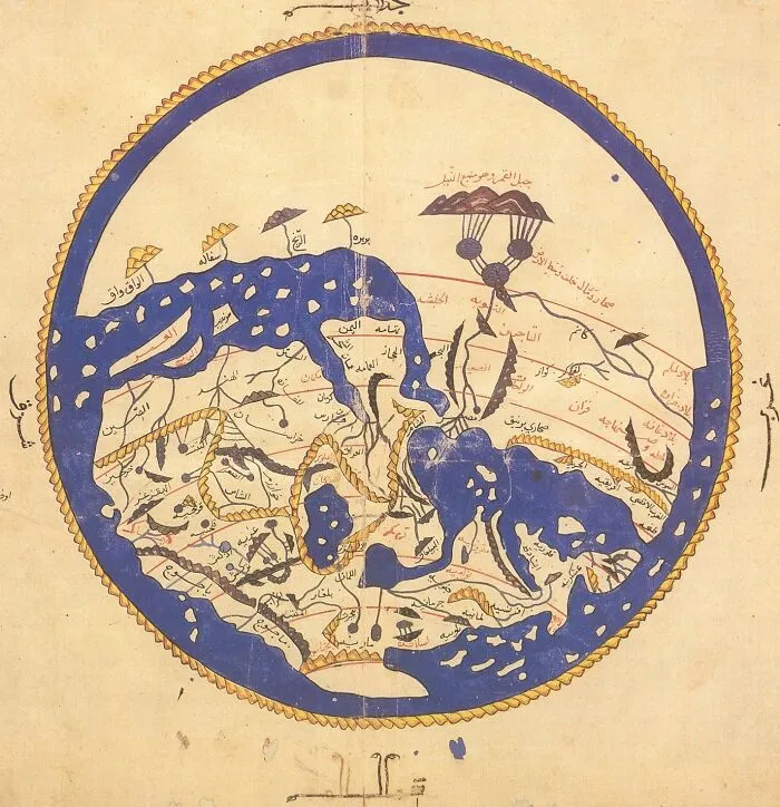 Al-Idrisi's World Map In Arabic, 1456 Copy, The Original Text Dates To 1154