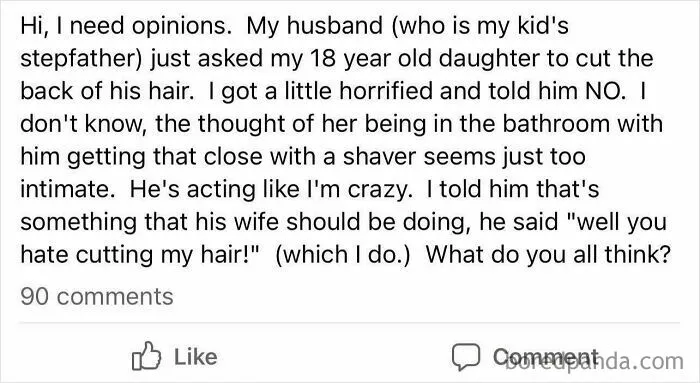 Generational Trauma Personified. It’s Now Too Intimate For Your Daughter To Cut Your Husbands Hair