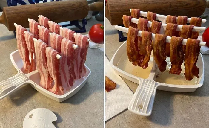 Because Crispy Bacon Is Life - This <a Style="Display:inline;" Href="Https://Www.amazon.com/Microwave-Bacon-Cooker-Original-Reduces/Dp/B0002hsfb2?ie=utf8&linkcode=ll1&tag=bpfox-20&linkid=0f6614c8329d44c752af0b0fed88ab2b&language=en_us&ref_=as_li_ss_tl" Target="_blank"><span Style="Font: Inherit; Color: #d74b1f;"> Microwave Bacon Dish </Span> Is The Easy Way To Get Your Morning Started On The Right Strip!