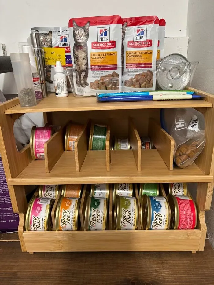 Unleash Your Inner Marie Kondo And Give Those Bulk Cans Of Tuna Or Cat Food A Stylish Home With This <a Style="Display:inline;" Href="Https://Www.amazon.com/Teamkio-Organizer-Pantry-Stackable-Storage/Dp/B0cspjbrzf?ie=utf8&linkcode=ll1&tag=bpaxolotl-20&linkid=0cc965252cd05cda11f6a9a039f9999a&language=en_us&ref_=as_li_ss_tl" Target="_blank"><span Style="Font: Inherit; Color: #d74b1f;"> Bamboo Organizer </Span>; It's The Purrfect Way To Declutter Your Pantry And Show Off Your Commitment To Bargain Shopping