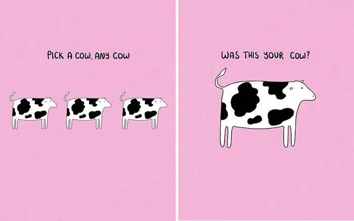 29 Relatable, Silly, And A Little Unhinged Illustrations Of Cows, Created By This Artist
