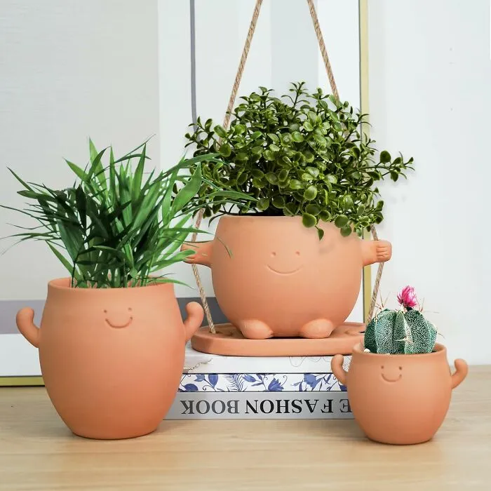 These <a Style="Display:inline;" Href="Https://Www.amazon.com/Yobro-Hanging-Planter-Drainage-Succulent/Dp/B0d458fwvs?&linkcode=ll1&tag=bpostrich-20&linkid=c18b1e5d1698fc2415d409d2790f5534&language=en_us&ref_=as_li_ss_tl" Target="_blank"><span Style="Font: Inherit; Color: #d74b1f;">  Smiling Terracotta Planters</Span> Are Proof That Plants Can Be Your Happiness Therapy