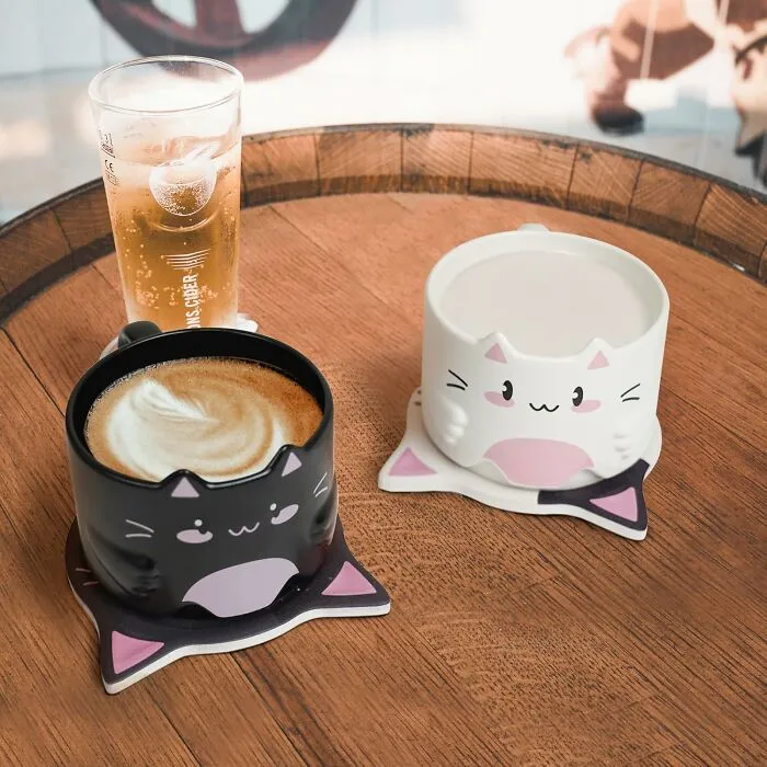 Feline Fine With Your Morning Coffee Just Got A Whole Lot Better With This <a Style="Display:inline;" Href="Https://Www.amazon.com/Yobro-Coasters-Stackable-Valentine-Birthday/Dp/B0dbhpym1x?&linkcode=ll1&tag=bpostrich-20&linkid=9b6fe2acbb11dd0020c3f5617937cef4&language=en_us&ref_=as_li_ss_tl" Target="_blank"><span Style="Font: Inherit; Color: #d74b1f;"> Cat Mug And Coasters</Span>  Combo