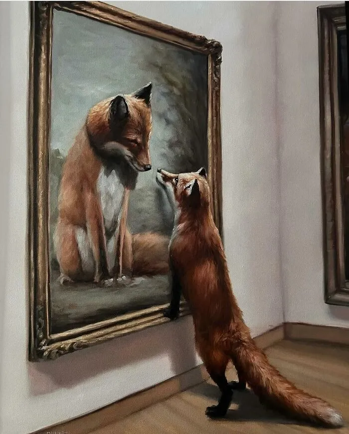 Artist’s 44 Thought-Provoking Paintings Where Animals Interact With The World As Humans
