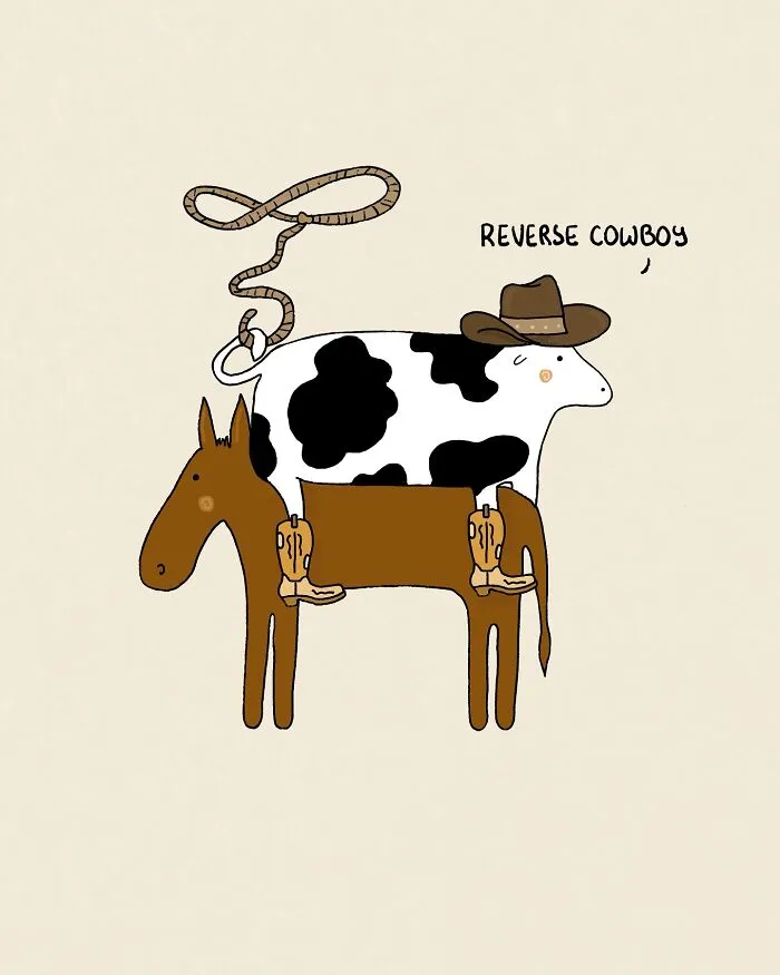 29 Relatable, Silly, And A Little Unhinged Illustrations Of Cows, Created By This Artist