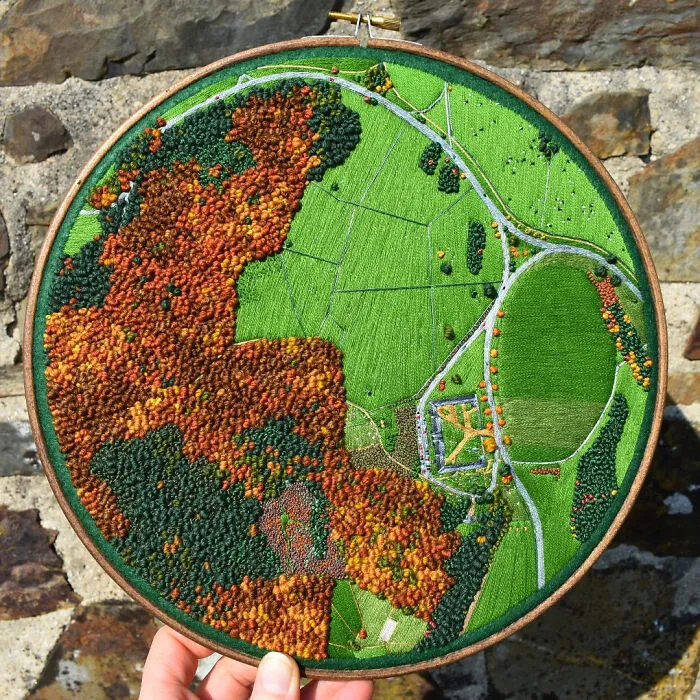 This Artist Embroiders Unbelievably Detailed Aerial Views Of Landscapes (47 Pics)